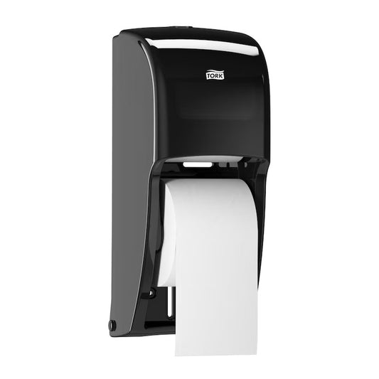 Tork Twin Toilet Paper Dispenser Black T26, 6.3 x 6.46 x 14.2, Black