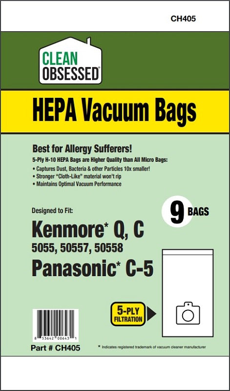 KENMORE 5055, 50558 TYPE Q HEPA FILTER BAGS, 9/PK (PAN C-5) CAN