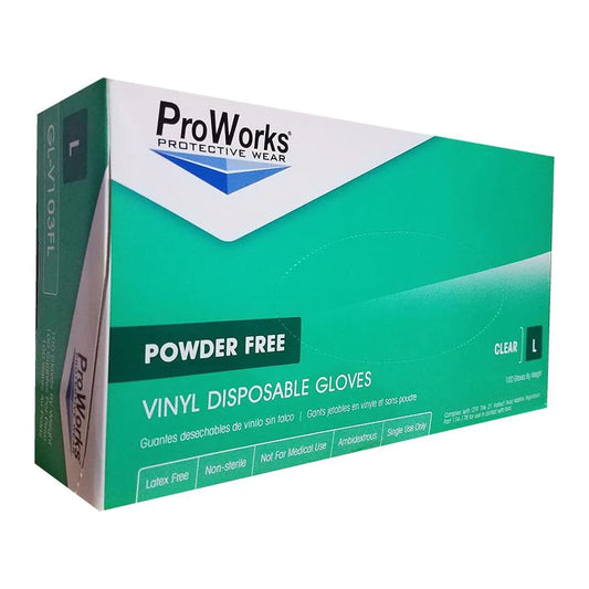 PROWORKS POWDER FREE VINYL GLOVES -LG