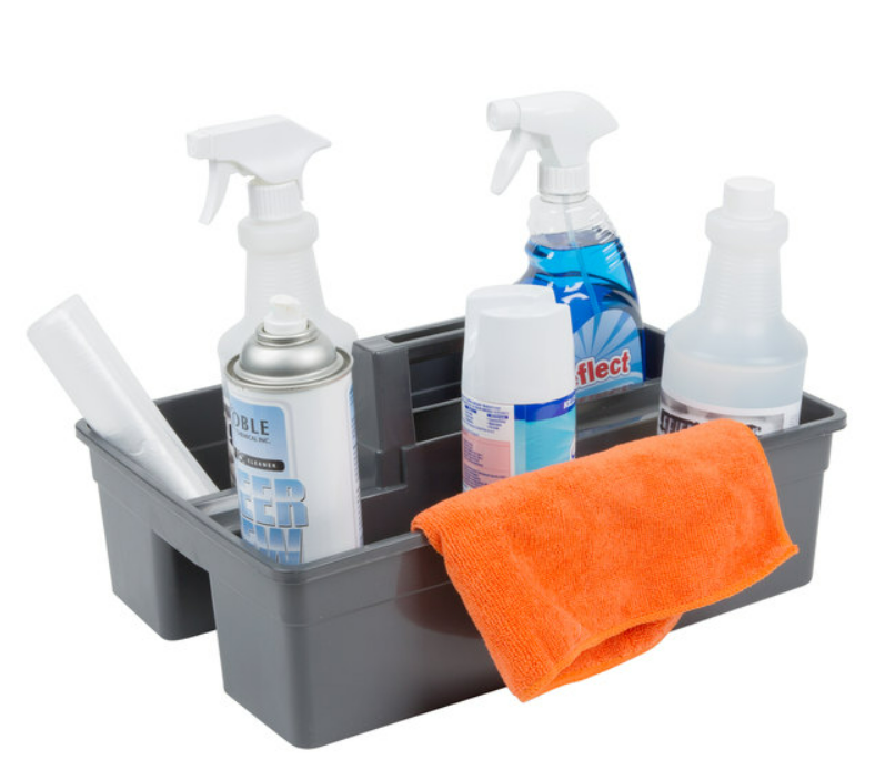 Cleaning Caddy, 3-Compartment Gray, 16L x 11W