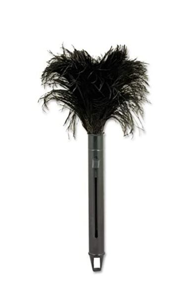 Retractable Plastic Handle Feather Duster - Black